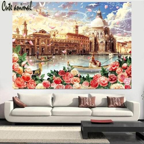 DIY Diamond Painting Venice city castle flower landscape Diamond Mosaic Diamond Embroidery Full drill Square round Handmade art