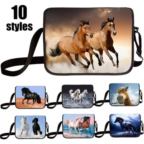 Cool Running Horse Crossbody Bags Animal Pony Print Men Mini Messenger Bag Canvas Shoulder Bags for Travel Boys Bookbag