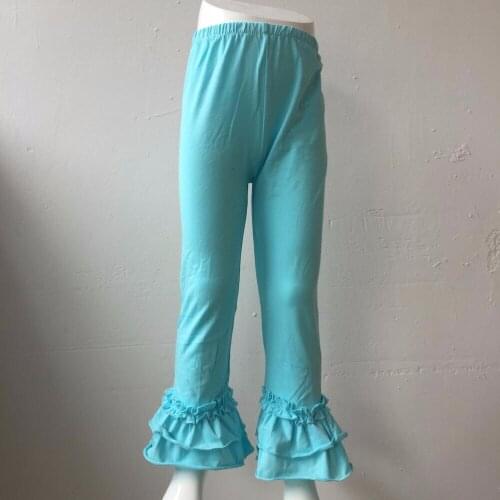 Girls fashion fresh pure color ruffle pant high quality soft cotton clothing children party fashion long trousers
