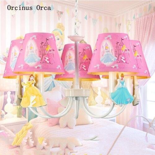 Cartoon creative PINK CHANDELIER Girl Bedroom childrens room lamp Princess romantic Chandelier