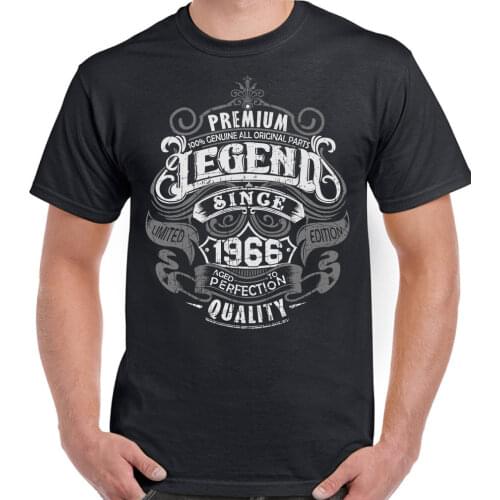 Brand Designs Slim Fit Crew Neck Legend Since 1966 52Nd Birthday Mens Funny T-Shirt 52 Year Old Harajuku Tee Shirts