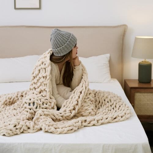 REGINA Cozy Chenille Chunky Knit Blanket Throw For Bed Sofa Bedroom Living Room Decorative Mat Rug Carpet Summer Quilt Blankets