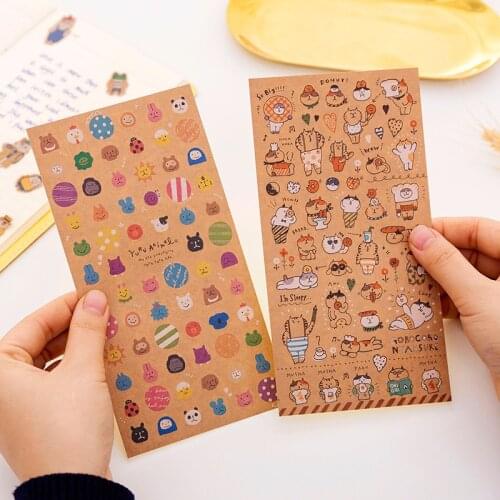 1pcs Cute Cat Stickers Kawaii Paper Stationery Stickers Retro Adhesive Scrapbooking DIY Decoration Stickers