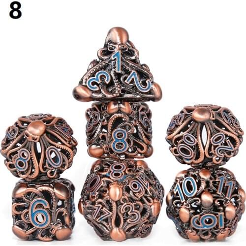 New Hot Sale Metal Hollow DND Dices Set Dados Rol Polyhedral RPG Dice Playing Dobbelstenen Dobbel Game D6 D8 D10 D20 Dice