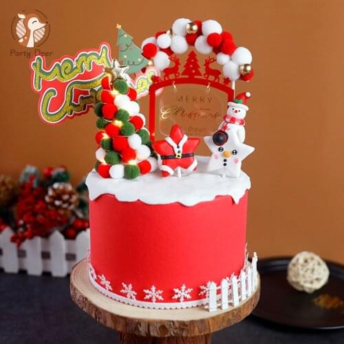 New Years Custom Cake Topper "Merry Chrismas" Cake Topper Personalized Festive Party Christmas Tree Cake Decoration Topper