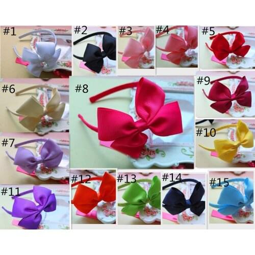 Bow Hairbands Headband with 4 inch bow Weave Ribbon bow Headband Hair Hoop Hair bow Girls head bands Headwear 15 pcs/Lot