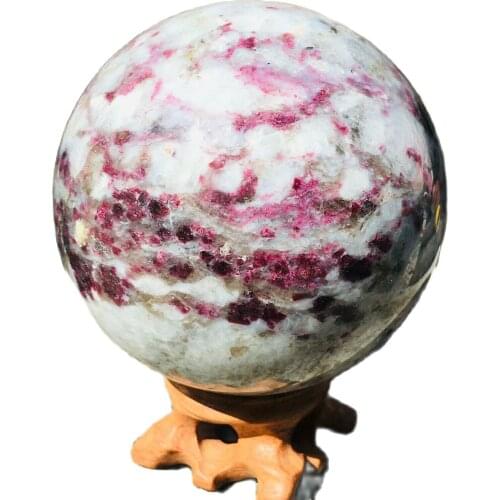 Natural red tourmaline polished crystal ball