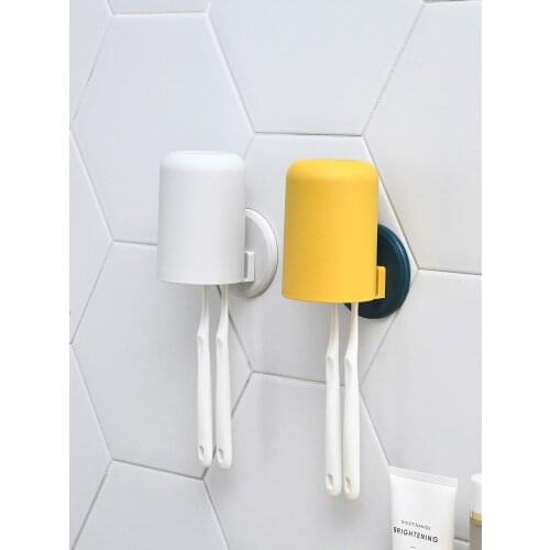 Punch-free simple toothbrush holder gargle Cup Tooth Cup wall-mounted household wash cup set toothbrush holder storage box
