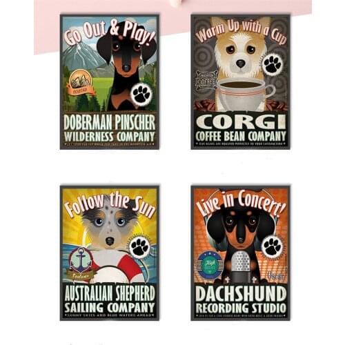 Drop Shipping Abstract Wall Art Retro Dog Nordic Style Kids Decoration Quotes Living Room Decoration Home Quadros