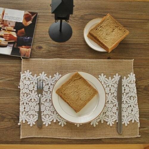 Retro Jute Placemat Lace Mat Tea Table Christmas Decoration Photo Background