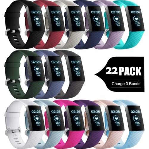 Silicone Sport Bands for Fitbit Charge 3 / Charge 4 Tracker Classic Small Large Bracelet Wristband for Women Men