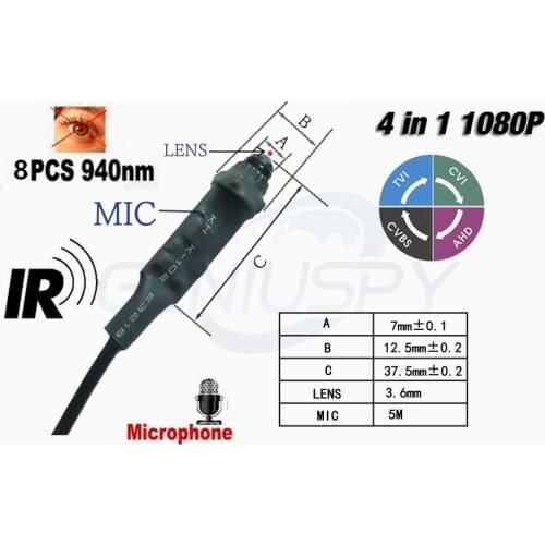 UTC 940NM Mini IR Bullet Camera 2.0MP 1080P Sony IMX323 AHD/TVI/CVI/CVBS Camera 4 IN 1 For Indoor Video&Audio Surveillance