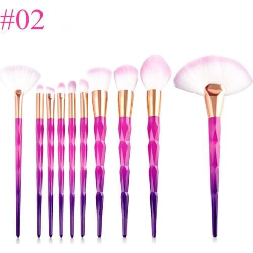 High Quality 10 pcs Synthetic Kabuki Makeup Brushes Set Tools Pro Cosmetics Foundation Blending Blush Make up Tool Diamond Brush