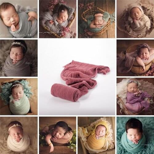YUXIC Stretchy Newborn Baby Swaddle Wraps Organic Cotton Blankets Soft Baby Photography Accessories