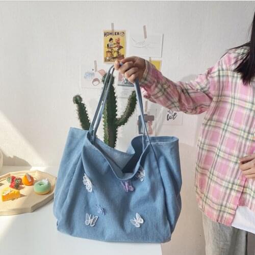 Female Shoulder Bag New Large-capacity Thin Strap Underarm Tote Bags Casual Solid Butterfly Canvas Bags For Women Сумка Женская