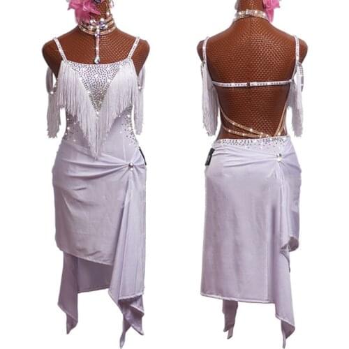 White Latin Dance Dresses Women Backless Fringe Dress Salsa Rumba ChaCha Dance Wear Adult Children Latin Dance Clothes BL2684