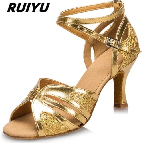 Dancing Shoes Womens Tango Salsaladin Ballroom Banquet Fashion Sports High Heel Girls Sandals Golden Purple