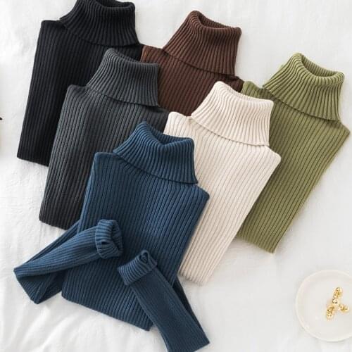 JMPRS Winter Thick Women Turtleneck Sweater Pullover Long Sleeve Hollow Out Elastic Knit Jumper Warm Simple Black Basic Tops