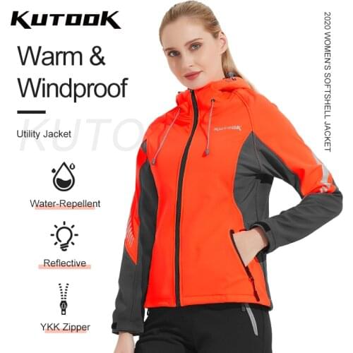 KUTOOK Winter Soft Shell Jacket Thermal Outdoor Coat Waterproof Windproof Warm Jacket Hiking Climbing Camping Casual Women Coat
