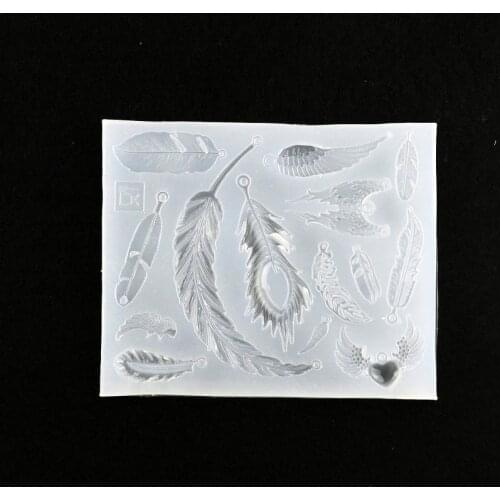 1=14pcs Transparent Silicone Mold for jewelry Feather charms pendant Resin Silicone Mould handmade tool epoxy resin molds