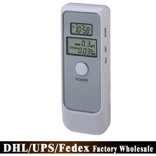 100Pcs/Lot Detector Dual LCD Display Digital Alcohol Tester and Timer Analyzer Breathalyzer PFT-662