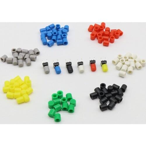 100pcs/lot Red Black Yellow Blue White Gray Plastic Cap Hat for 6*6mm G61 Tactile Push Button Switch Lid Cover