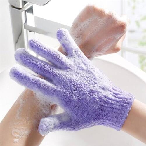 2Pcs Peeling Exfoliating Gloves Shower Body Brush Fingers Bath Towel Peeling Mitt Body Scrub Gloves Bath Sponge Spa Foam Shower