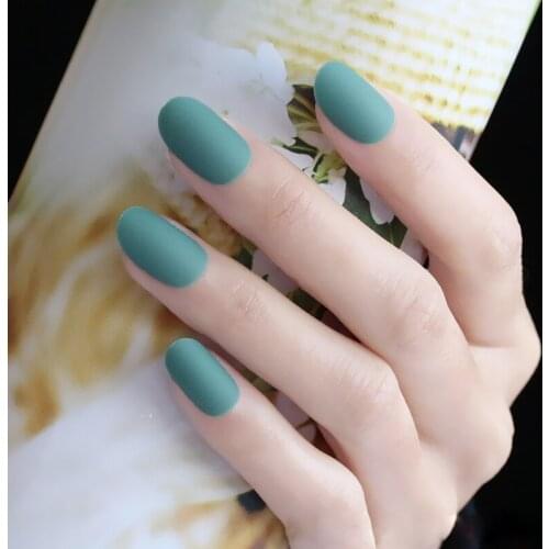 24pcs New fashion cute candy oval excellent touch design Matte fake nails light blue L365