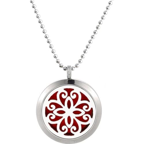 25mm Aroma locket Magnet Twist 316L Stainless Steel Perfume Essential Oil Diffuser Necklace(Free 60cm chain & 10Pads)