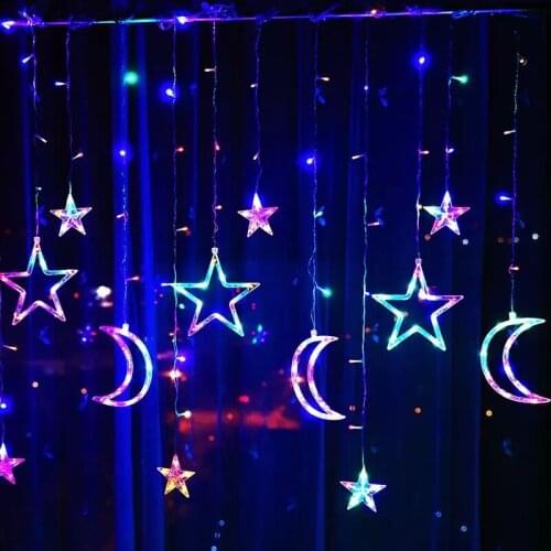 3.5M Garland Moon Star LED Lamp Fairy Curtain Light Waterproof Wedding Birthday Christmas Indoor Decoration Party Light