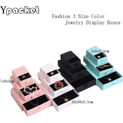 7Colors Square Jewelry Organizer Box Drawer Engagement Ring For Earrings Necklace Bracelet Pendant Display Gift Paper Box 40PCS