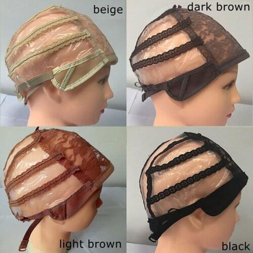 5PCS Medium Black Wig Making Cap Top Stretch Plastic Weaving Cap with adjustable Strap for making wigs