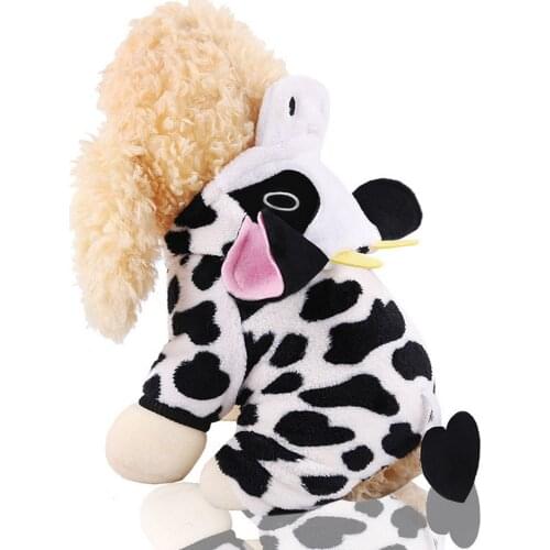 Behogar Pet Milk Cow Hoodie Funny Clothes Outfits Costume for Dogs Cats Dress Up Halloween Holiday Wear Masquerade Cosplay Party