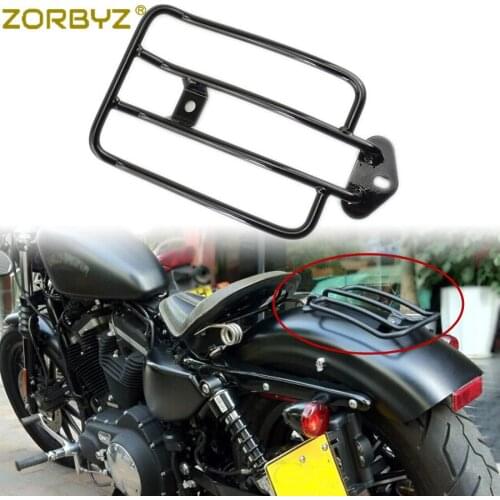 Black Metal Luggage Carrier Rack Solo Seat For Harley Sportster 883 1200 2004-2014
