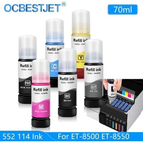 T552 T114 Refill Ink For Epson EcoTank ET-8500 ET-8550 Photo Inkjet Printer (5 color and 6 color is available)