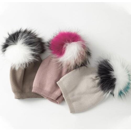 Childrens Cotton Soft Beanies Hats Kids Candy Color With Fur Pompom Knitted Caps For Newborn Boys Girls Warm skullies Bonnet