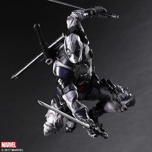PLAY ARTS 27cm Marvel X-men Deadpool X-FORCE Grey Action Figure Model Toys