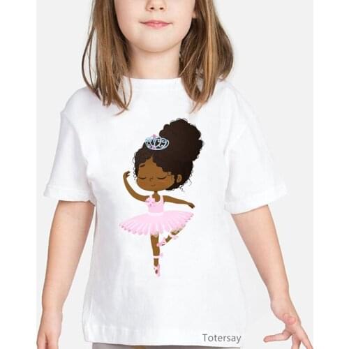 Little Black Girls Print T Shirt for Girls Aesthetic Kids Clothes Melanin Poppin T-shirt Camiseta Harajuku Shirt Summer Tops