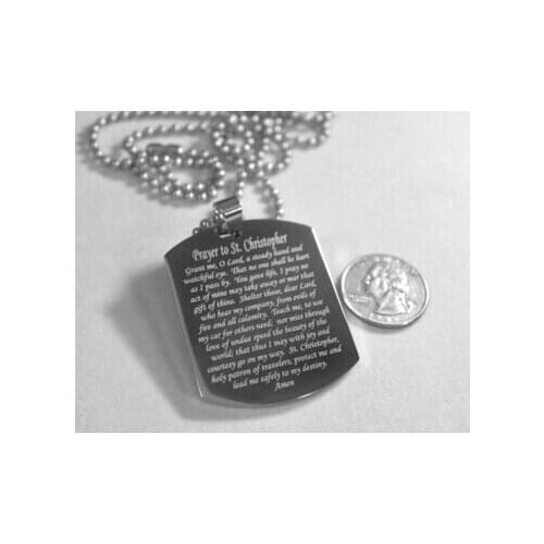 HOT SALES ST. CHRISTOPHER TRAVELERS PRAYER DOG TAG STAINLESS STEEL DOG TAG THICK CUSTOM METAL TAG FH890262