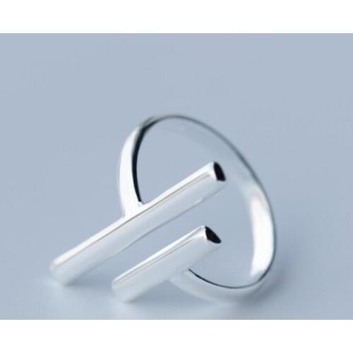 Jisensp Silver Color Rings for Women Fashion Double Bar Adjustable Ring Women Open Party Rings Simple Jewelry Birthday Gift
