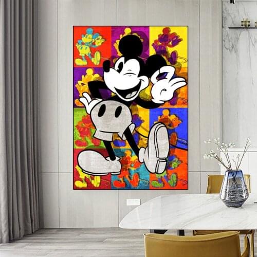 Disney Street Graffiti Art Canvas Paintings Mickey Mouse and Donald Duck Poster Print Wall Art Picture for Bedroom Home Decor