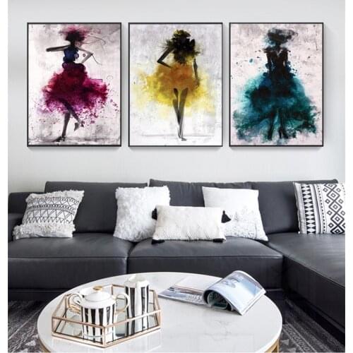 Watercolor Picture Home Decoration Fashion Girl Minimalist Art Canvas Poster Print Abstract Chinese Ink Painting