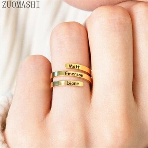 Custom Name Family Ring Personalized Jewelry Mother Daughter Gift Stainless Steel Engraved Initials Ring For Best Friend