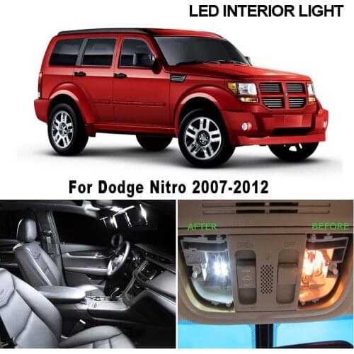 12pcs White Canbus No Error LED Interior Reading Dome Map Light Kit for 2007-2012 Dodge Nitro License Plate Lamp Car Accessories