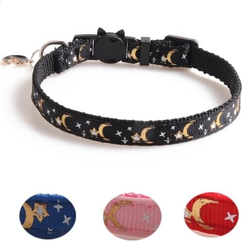 Cute Cat Collar, Detachable Star And Moon Pet Cat Necklace Collar, For Cat Adjustable Safety Kitten Collar Jewelry Decoration