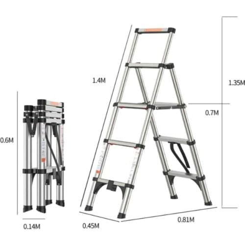 1.4M multifunctional folding household herringbone ladder aluminumalloy telescopic ladder construction decoration project ladder