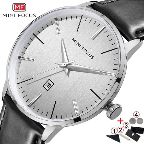 Watches Men 2019 Top Brand Luxury MINI FOCUS Waterproof Leather Watch Mens White Wristwatches Man Minimalist Watches Mens 2019