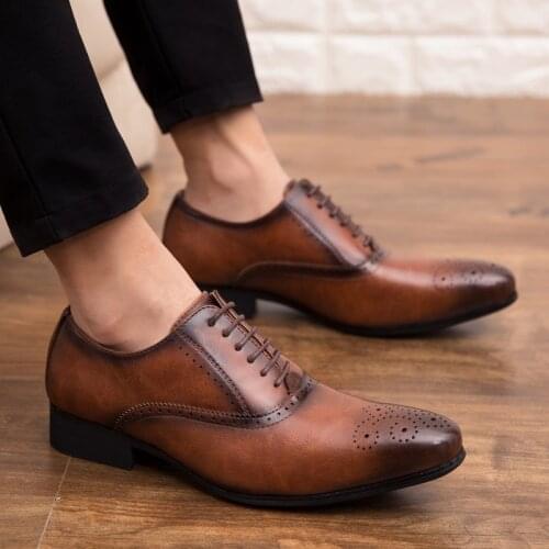 Men Shoes 2021 Fashion Business Dress Men‘s Shoes Breathable Formal Office Wedding Shoes Mans Footwear Black Leather Shoes