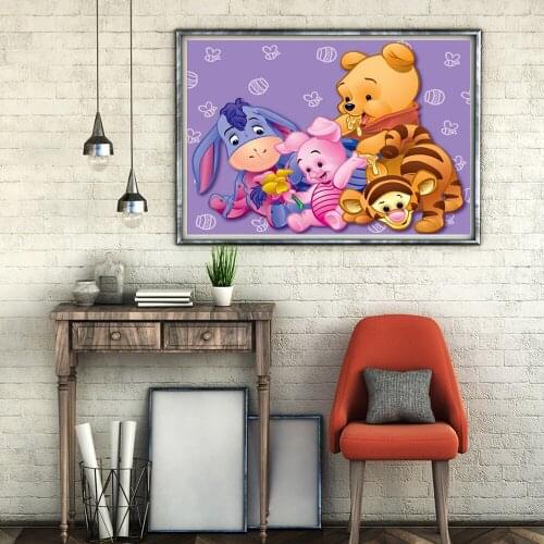 Disney 5D DIY Diamond Painting Cartoon Bear and Partners Diamond Embroidery Square Round Mosaic Art Cross Stitch Kits Home Decor