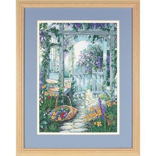 14/22/25ct Amishop Counted Cross Stitch Kit Garden Gate Door Yard Flowers dim 13692